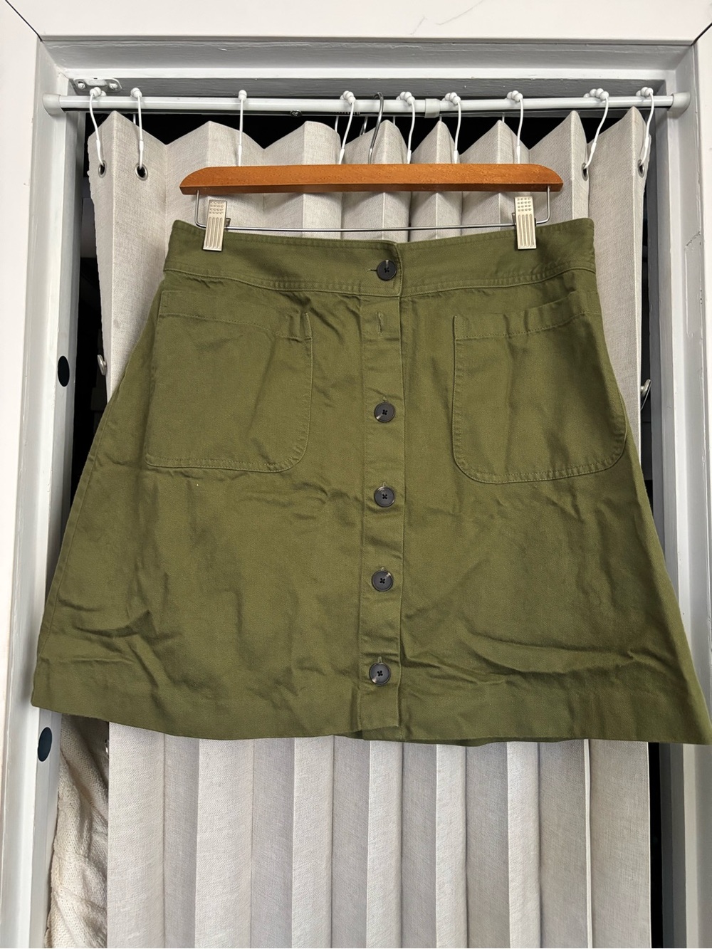 Madewell Olive Green Button-Front Mini Skirt